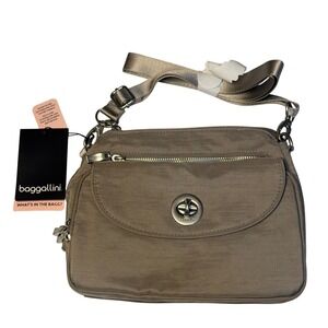 baggallini Calais Crossbody Bag Moon Rock Grey Built-In Wallet RFID Organizer